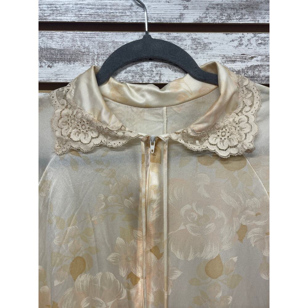 Miss Elaine Vintage Robe Lounge Gown Partial Zip Front Women's size Medium - Picture 2 of 11